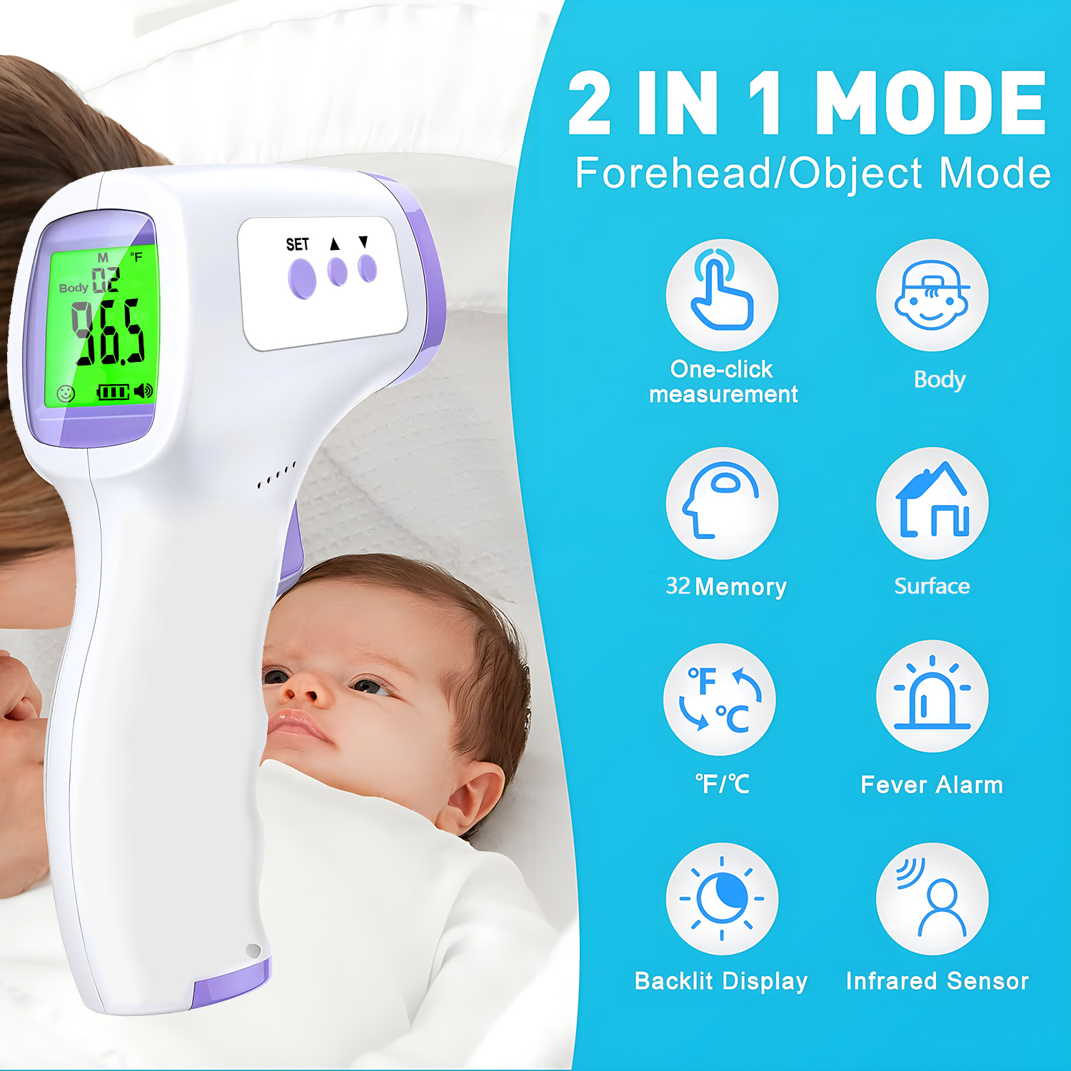 Digital Thermometer Infrared - Thermomètre numérique infrarouge sans contact, thermomètre