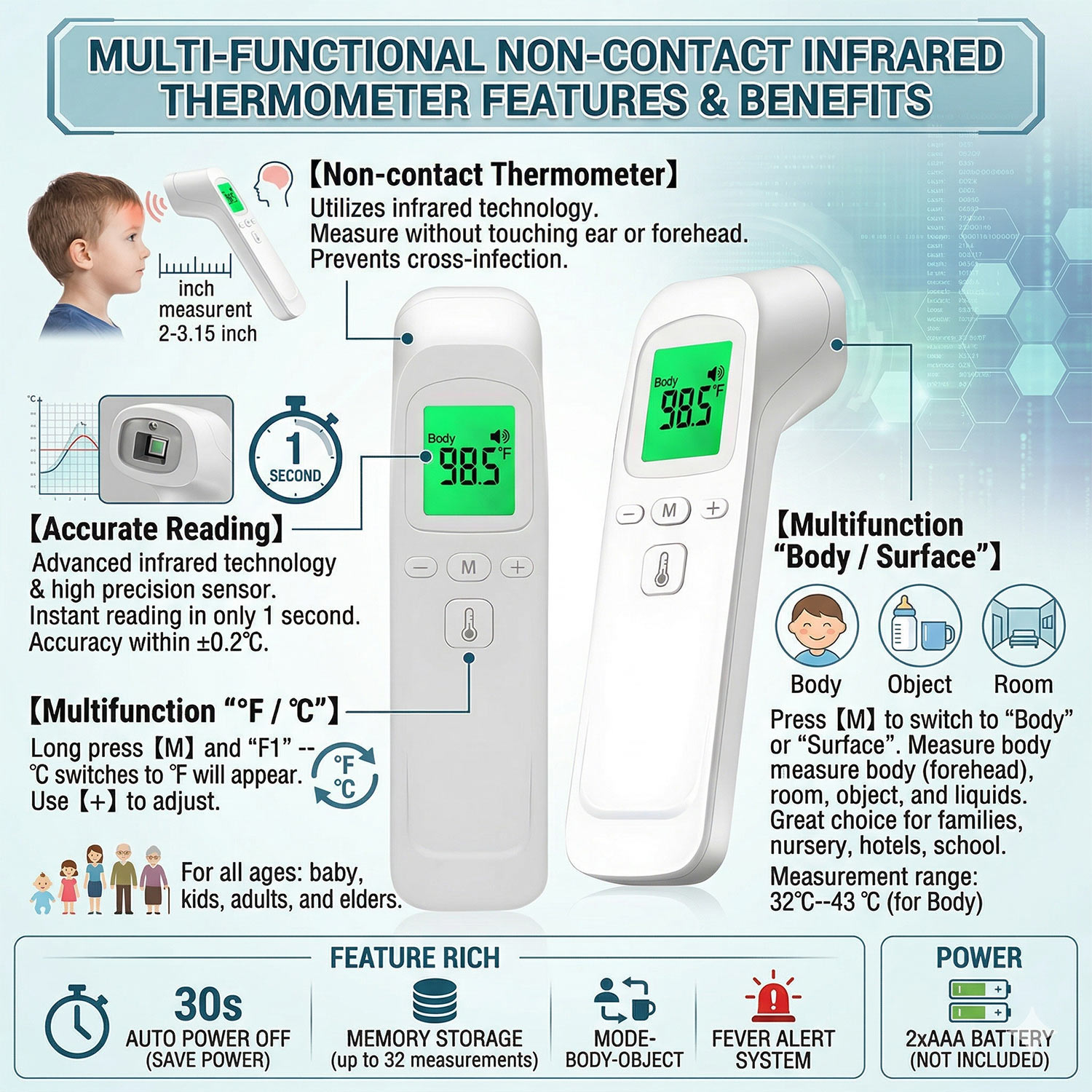 Thermomètre sans contact pour  - Digital Thermometer Infrared avis et prix